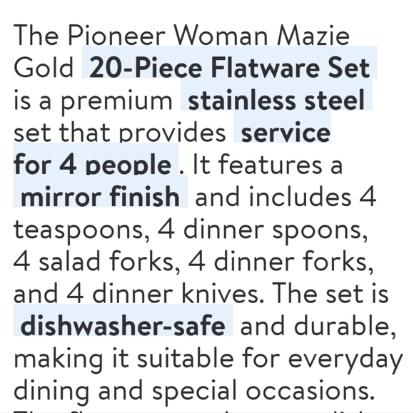 Sold out❤️ New Pioneer Woman Mazie Gold 20-Piece Flatware Set - Picture 6 of 8